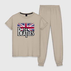 Пижама хлопковая женская The Beatles Great Britain Битлз, цвет: миндальный