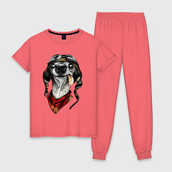 Пижама хлопковая женская Biker dog, цвет: коралловый