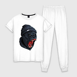 Пижама хлопковая женская Scream gorilla, цвет: белый