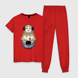 Пижама хлопковая женская Современная матрешка, цвет: красный