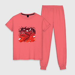 Пижама хлопковая женская Wall of Flesh, цвет: коралловый
