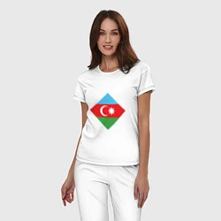 Пижама хлопковая женская Flag Azerbaijan, цвет: белый — фото 2