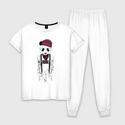 Пижама хлопковая женская Panda hipster, цвет: белый