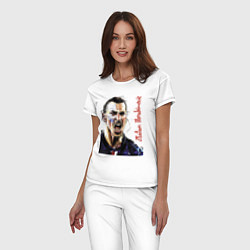 Пижама хлопковая женская Zlatan Ibrahimovich - striker, Milan цвета белый — фото 2