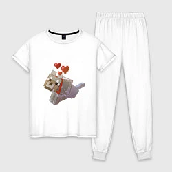 Пижама хлопковая женская Майнкрафт - милая собачка, цвет: белый