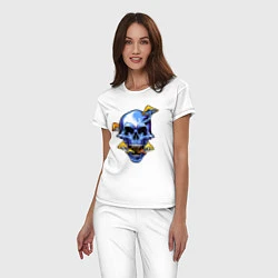 Пижама хлопковая женская Skull & Mushrooms, цвет: белый — фото 2