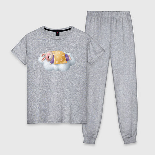 Женская пижама Спящий кролик спокойной ночи / Меланж – фото 1