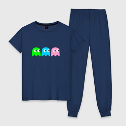 Пижама хлопковая женская Pac man - play Для двоих, цвет: тёмно-синий