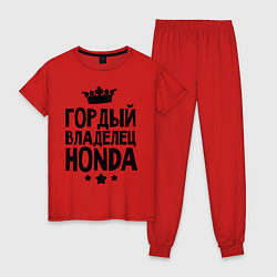 Пижама хлопковая женская Гордый владелец Honda цвета красный — фото 1
