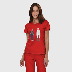 Пижама хлопковая женская Назад в будущее делориан 2022, цвет: красный — фото 2