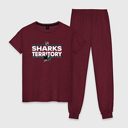 Пижама хлопковая женская SHARKS TERRITORY САН-ХОСЕ ШАРКС, цвет: меланж-бордовый