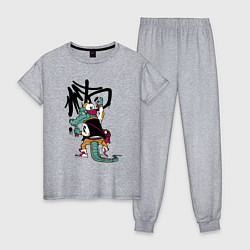 Женская пижама Крокодил рисует граффити