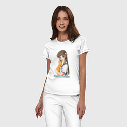 Пижама хлопковая женская Тору с котиками, цвет: белый — фото 2