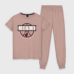 Пижама хлопковая женская MIAMI HEAT NBA МАЯМИ ХИТ НБА, цвет: пыльно-розовый