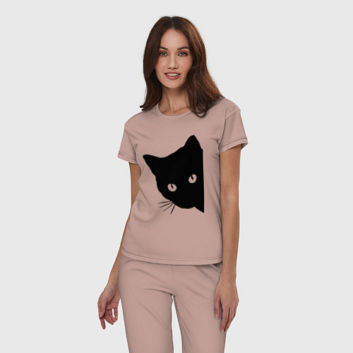 Женская пижама Всё тот же чёрный котяра! / Пыльно-розовый – фото 3