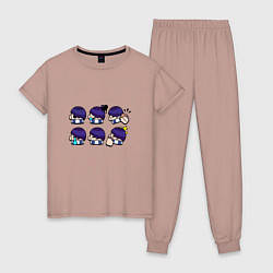 Пижама хлопковая женская Значки на Эдгара Пины Бравл Старс Brawl Stars, цвет: пыльно-розовый