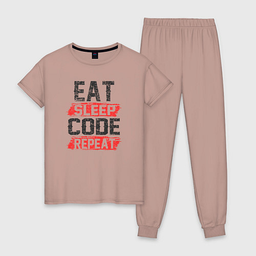 Женская пижама EAT SLEEP CODE REPEAT / Пыльно-розовый – фото 1