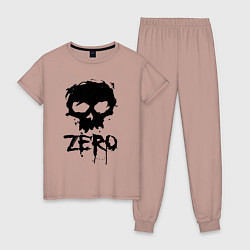 Пижама хлопковая женская Zero skull, цвет: пыльно-розовый
