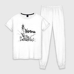 Пижама хлопковая женская Италия Верона, цвет: белый