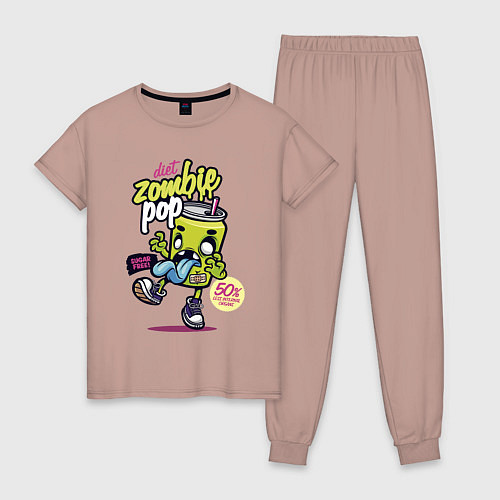 Женская пижама Diet Zombie Pop Sugar free Pop art / Пыльно-розовый – фото 1