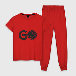 Пижама хлопковая женская Go Volleyball, цвет: красный