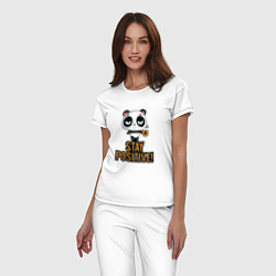 Пижама хлопковая женская Панда позитив, цвет: белый — фото 2