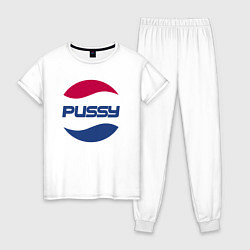 Пижама хлопковая женская Pepsi Pussy, цвет: белый