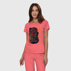Пижама хлопковая женская Ложь в маске, цвет: коралловый — фото 2