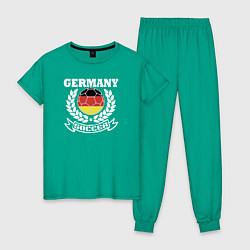 Пижама хлопковая женская Футбол Германия, цвет: зеленый