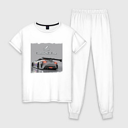Пижама хлопковая женская Lexus Motorsport Racing team!, цвет: белый