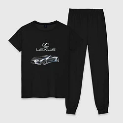 Пижама хлопковая женская Lexus Motorsport, цвет: черный