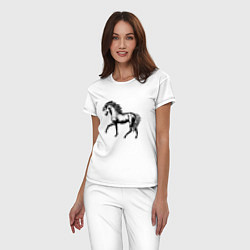 Пижама хлопковая женская Мустанг Лошадь, цвет: белый — фото 2