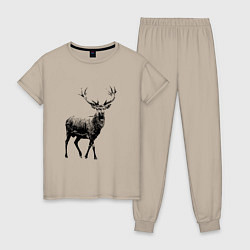 Пижама хлопковая женская Черный олень Black Deer, цвет: миндальный