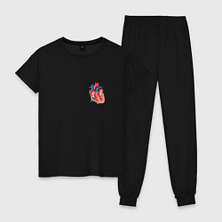 Пижама хлопковая женская Анатомия Сердце, цвет: черный