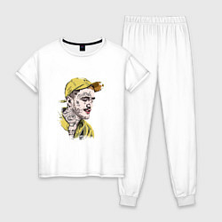 Пижама хлопковая женская Lil Peep в кепке Лил Пип, цвет: белый