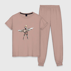 Пижама хлопковая женская Лучница Ла2, цвет: пыльно-розовый