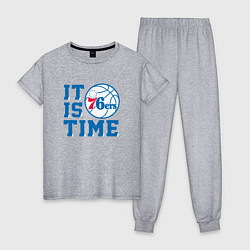 Пижама хлопковая женская It Is Philadelphia 76ers Time Филадельфия Севенти, цвет: меланж