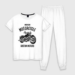 Пижама хлопковая женская American Motorcycle, цвет: белый
