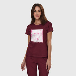 Пижама хлопковая женская Кросплеер Китагава, цвет: меланж-бордовый — фото 2