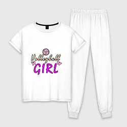 Пижама хлопковая женская Volleyball - Girl, цвет: белый