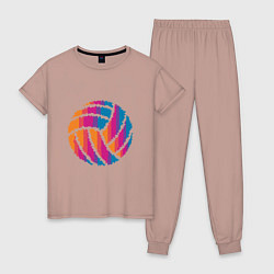 Пижама хлопковая женская Ball Volleyball, цвет: пыльно-розовый