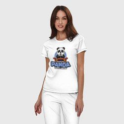 Пижама хлопковая женская Panda Happy driver, цвет: белый — фото 2