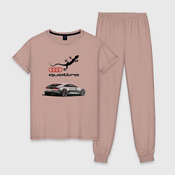 Пижама хлопковая женская Audi quattro Lizard, цвет: пыльно-розовый