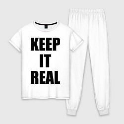 Пижама хлопковая женская Keep it real, цвет: белый