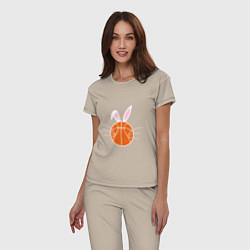Пижама хлопковая женская Basketball Bunny, цвет: миндальный — фото 2