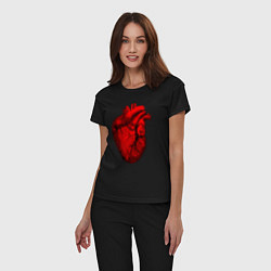 Пижама хлопковая женская Сердце анатомическое, цвет: черный — фото 2