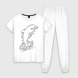 Пижама хлопковая женская Dolphin Tattoo, цвет: белый