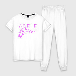 Пижама хлопковая женская Adele бабочки, цвет: белый