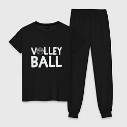 Пижама хлопковая женская Спорт Волейбол, цвет: черный