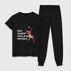 Пижама хлопковая женская Volleyball Days, цвет: черный